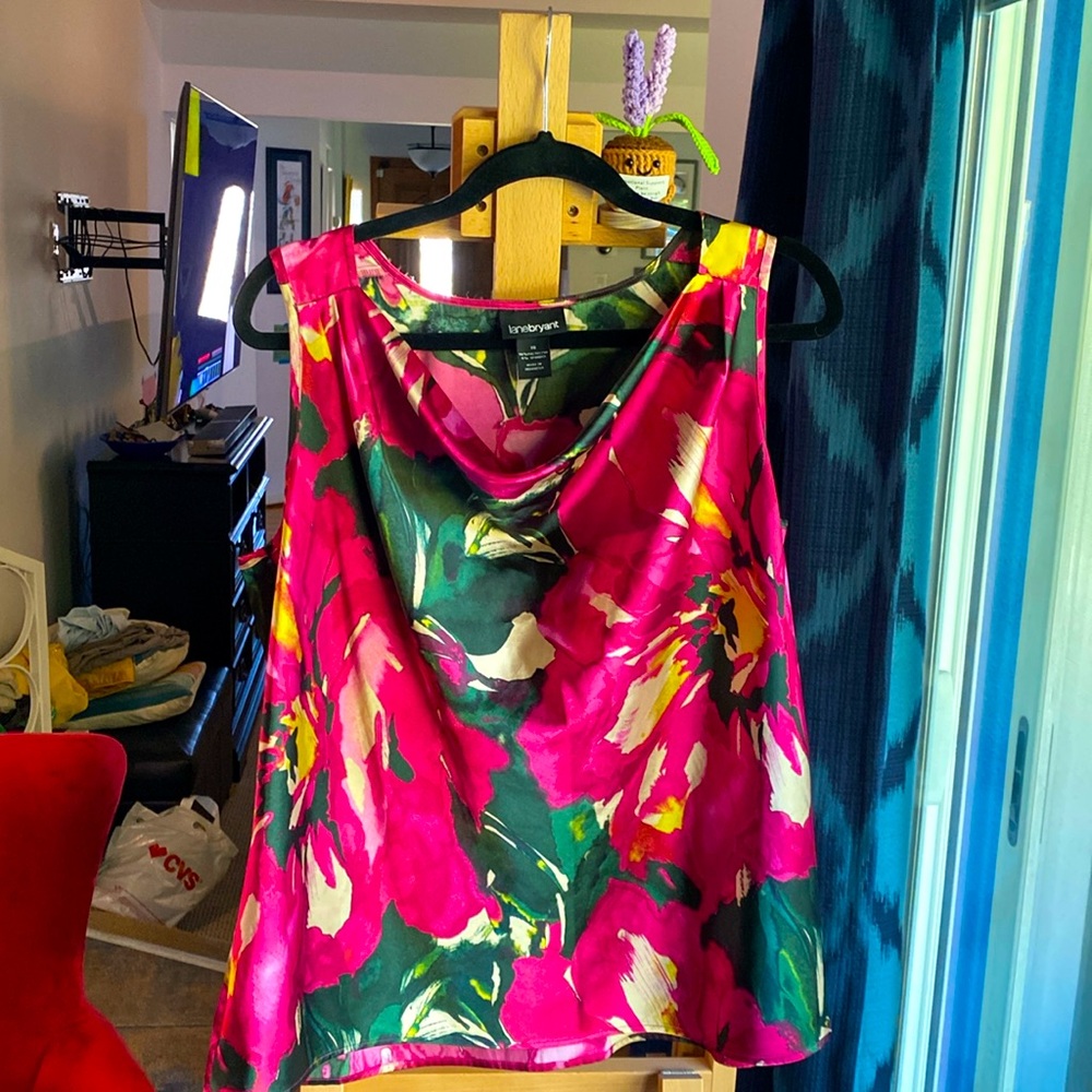 16 Lane Bryant satiny drape neck tank